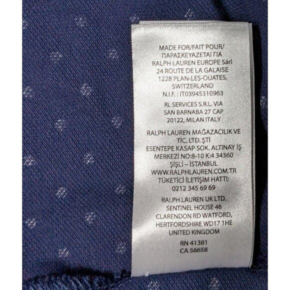 Ralph Lauren Navy Polka Dot Polo Shirt W/ Gold RL Buttons Short Sleeve 100% Cott - Picture 13 of 15